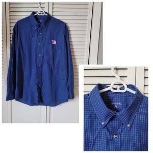 ANTIGUA Men's Checkered Pattern Dress Shirt w. Giants Logo Embroidered, Size M